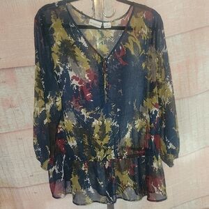 Liz Claiborne Sheer Muticolored Blouse